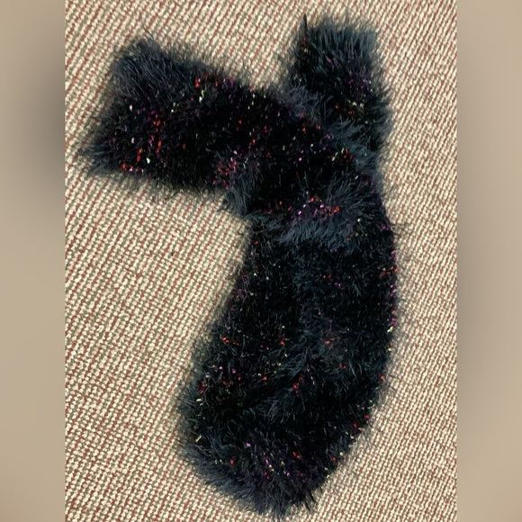 Vtg Black Fuzzy Colored Glitter Sparkly Boa Scarf Wrap - Picture 3 of 9
